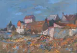 David McLeod Martin Rsw Rgi Ssa, Shore and Church, St Monans, oil on canvas