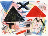 Hinter den Pyramiden by A. R. Penck, 2002, Gouache auf festem Papier, sold Jun 2015