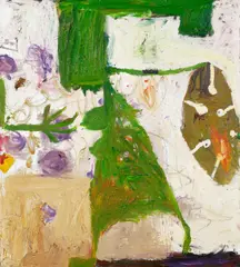 Portrait of A Girl In A Green Dress by Anton Henning, 1990, Öl auf Leinwand, sold May 2023