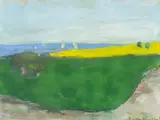 Klaus Fußmann, Rapsfeld, 1982, Pastell und Sand auf Bütten