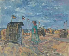 Strand in Graal by Erich Büttner, 1928, Öl auf Leinwand, sold Aug 2021