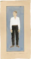 Stephan Balkenhol, Standing Man, 2003, Aquarell, Deckweiß und Tusche über Prägedruck auf Velin