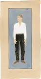 Stephan Balkenhol, Standing Man, 2003, Aquarell, Deckweiß und Tusche über Prägedruck auf Velin