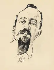 Porträt eines Herrn mit Spitzbart und Zigarre by Ludwig Meidner, 1926, Tuschfeder über Bleistift auf Papier, sold Mar 2022