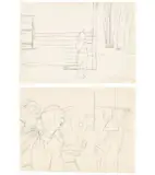 Alex Katz, lawn party“ / „lawn party, 1965, 2 Blatt: Jeweils Bleistift auf Papier