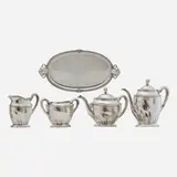 Five-piece coffee and tea set by L. Huemer, sold Sep 2018
