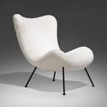 Fritz Neth, Lounge chair, c. 1955, upholstery, enameled steel