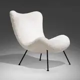 Fritz Neth, Lounge chair, c. 1955, upholstery, enameled steel