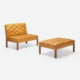 Kaare Klint, Addition settee and ottoman, 1933, leather, mahogany