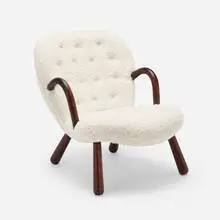 Lounge chair by Arnold Madsen, 1944, upholstery, stained beech, sold Dec 2023