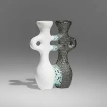 Gilbert Valentin, Double vase, c. 1950, glazed earthenware