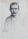 Two portrait etchings and a miscellaneous print by William Strang Ra Rpe, A self portrait, etching, 1896, number of proofs 15, a portrait of a man with beard, etching and another portrait of a m, sold Oct 2015