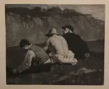 The Bathers; The Young Puritan; The Marriage of Cana  one mezzotint, 1895, number of proofs 50, one etched mezzotint, 1885, number of proofs 40 and one etching, 1889, number of proofs 70 by William Strang Ra Rpe, sold Oct 2015