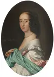 Gerrit van Honthorst, Portrait of Penelope Herbert (née Naunton), Countess of Pembroke, oil on canvas, oval