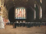 Parliament Hall, Edinburgh by Hans Jacob Hansen Rsw, watercolour with white heightening, offered Jun 2015