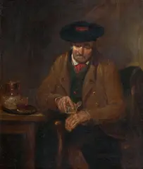 Scottish School, Man taking snuff, oil on panel