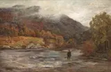 Fishermen on the water's edge by James Docharty Arsa, oil on canvas, offered Jun 2015