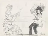Szene mit 2 Figuren by Günter Brus, 1976, Bleistift auf Papier, sold Aug 2020