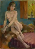 Akt (Frau V.)“ I by Magnus Zeller, 1946, Öl auf Karton, auf Hartfaser aufgezogen, sold Dec 2020