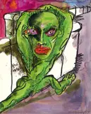 Rainer Fetting, The Wall, 1987, Aquarell und Pastellkreiden auf leichtem Karton