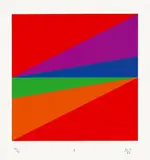 Max Bill, Transcoloration in fünf Quadraten, 1973, Original-Kunststoffmappe mit 5 Farbserigraphien, jeweils auf Kunststoffolie