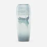 Carl Schmidt for Rookwood Pottery, Tall marine Scenic Vellum vase