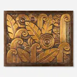 Double-sided panel by Edgar Brandt, c. 1925, cast bronze relief, sold Dec 2023