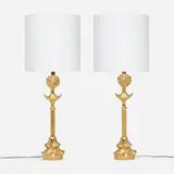 Alberto Giacometti, Tête de Femme table lamps, pair, 1978, gilt bronze