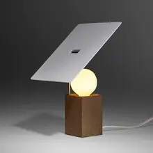 Antonio Macchi Cassia, Table lamp, model 610, 1973, crackle-lacquered steel, enameled aluminum, chrome-plated steel