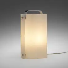 Polsino table lamp by Gio Ponti, 1969, acrylic, chrome-plated brass, sold Dec 2023