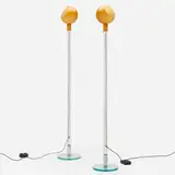Early Parola floor lamp model 2659, pair by Gae Aulenti and Piero Castiglioni, 1980, cased glass, glass, crystal, chrome-plated brass, sold Dec 2023