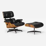 Charles and Ray Eames, 670 lounge chair and 671 ottoman, rosewood, leather, enameled and brushed aluminum