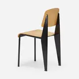 'Semi-Metal' chair, No. 305 by Jean Prouvé, 1950, enameled steel, beech plywood, rubber, aluminum, sold Dec 2023