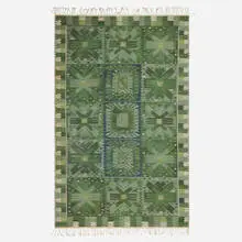 Carnations flatweave carpet by Barbro Nilsson, 1950, hand-woven wool, sold Dec 2023