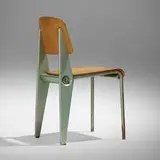 Demountable 'Semi-Metal' chair, No. 300 by Jean Prouvé, c. 1952, enameled steel, beech plywood, rubber, aluminum, sold Dec 2023
