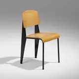 'Semi-Metal' chair, No. 305 by Jean Prouvé, 1950, enameled steel, beech plywood, rubber, aluminum, sold Dec 2023
