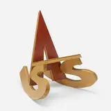 Vito Acconci, Name Calling Chair, plywood, bird's-eye maple veneer, cocobolo veneer, cherry veneer