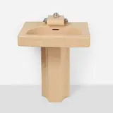 Henry Dreyfuss, Crane Neuvogue pedestal sink, c. 1939, glazed porcelain, chrome-plated aluminum
