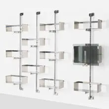 P700 shelving units from the Proposal series, set of four by Vittorio Introini, 1969, chrome-plated steel, stainless steel, tempered smoked glass, sold Dec 2023