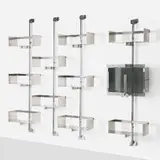 Vittorio Introini, P700 shelving units from the Proposal series, set of four, 1969, chrome-plated steel, stainless steel, tempered smoked glass