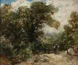 Edmund Thornton Crawford, Figures by a path, oil on panel