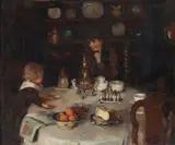 The Kitchen Table by Annie Rose Laing, oil on canvas, sold Jun 2015