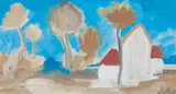 Markey Robinson, House and trees, acrylic on cardboard