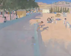 Promenade, Fréjus by Andrew Macara, oil on canvas, offered Jun 2015