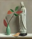 John Bulloch Souter, Still life with oriental figure and beech, oil on canvas