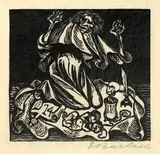 Walpurgisnacht by Ernst Barlach, Um 1920, Original-Halblederkassette mit 20 Holzschnitten in Original-Passepartouts, jeweils auf Japan, sold Nov 2009