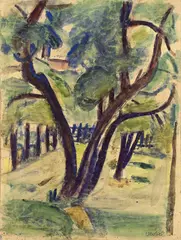 Béla Czóbel, Landschaft, Aquarell über Bleistift auf Papier