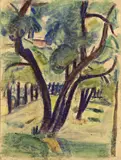 Landschaft by Béla Czóbel, Aquarell über Bleistift auf Papier, sold May 2008