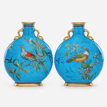 Two flask-shaped double-sided vases by Christopher Minton & Co., England, sold Sep 2018