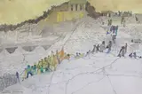 Dark Figures at Kinosos by Leonard Rosoman, watercolour and pencil, sold Jun 2015